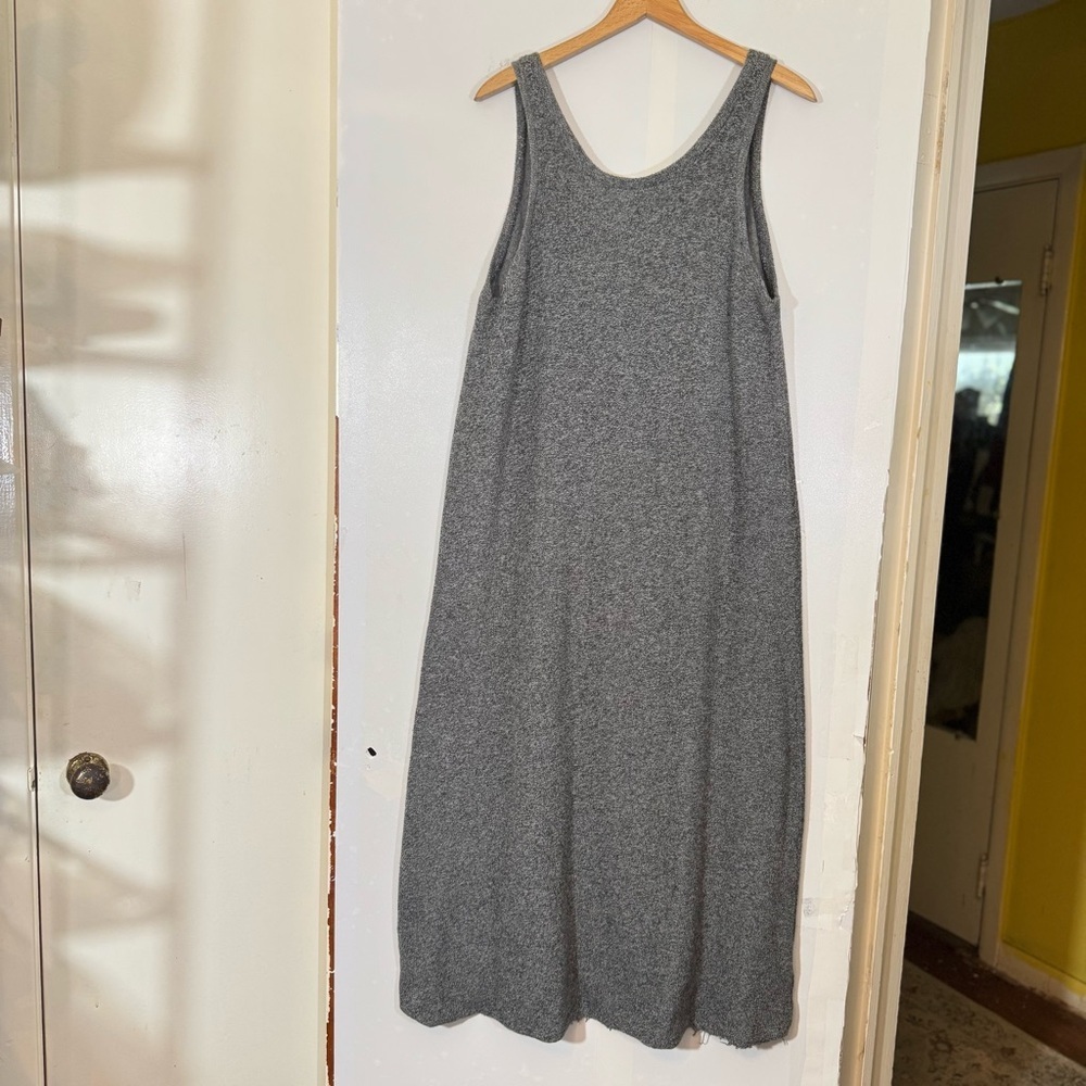 Lois Hazel Grey Marl Sleeveless Scoop Neck Tank Sweater Dress Distressed Hem